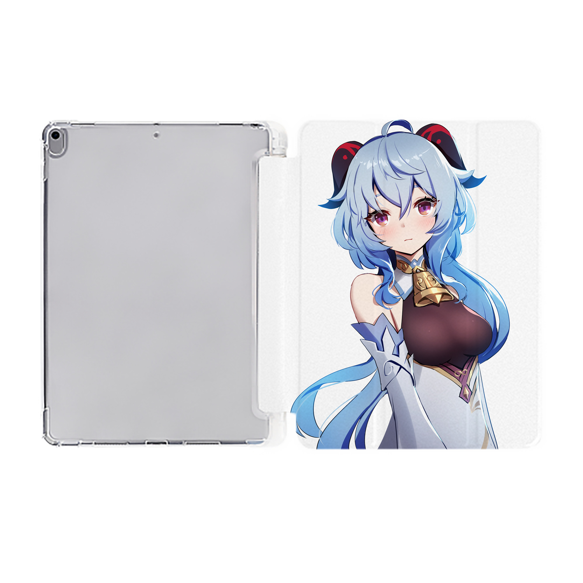 げんし神 甘雨 かんう genshin Ganyu IPad ケース ペン収納付き 三つ折りスタンド PUレザー×シリコン 対応機種9.5/10.5/10.9インチ
